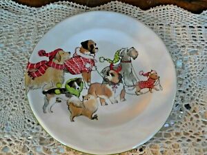 New Pier 1 Park Avenue Puppies Dressed For Winter Ceramic Plate Very Cute Dogs Ebay