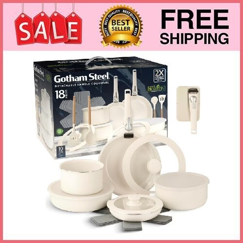 Gotham Steel Nonstick Pots and Pans 18 Piece Ceramic Induction Cookware Kitchen