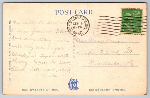 Cape Henlopen Lighthouse, Rehoboth Beach, DE Vintage Postcard - Picture 2 of 2