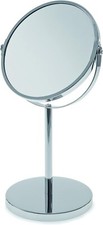 Pedestal Free Standing Chrome Swivel Mirror Make Up Bathroom Shaving Table Top