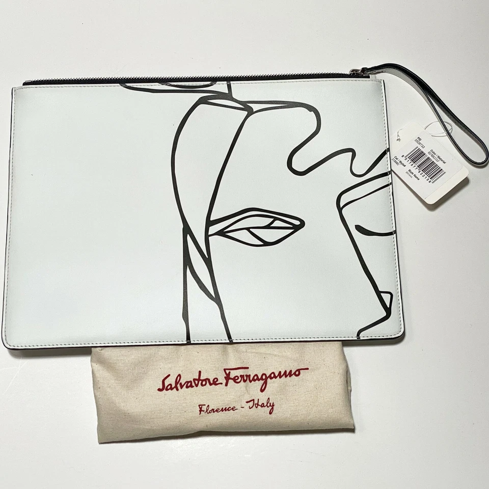 NWT FERRAGAMO White Leather iPad Tablet Satchel Document Bag Purse Men Women - Image 2 of 4