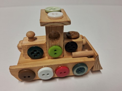 Buttons Art Multicolor Different Sizes On Beautiful Wood Locomotor Set - Picture 13 of 22