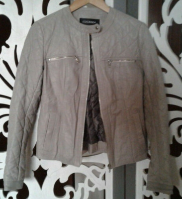 Jacke grau Damen Leder Kokosnuss Gr. S