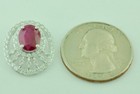 14k Solid White Gold Natural Oval Ruby & Diamond Pendant Cocktail 3.56  Carats — photo 9
