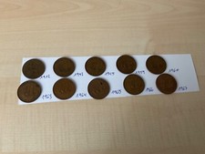 10 Coins LOT Great Britain 1/2 Penny, 1912-1967 GB Edward VII George VI Elizab