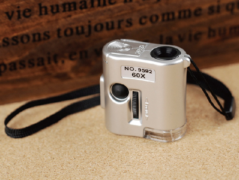 60X Handheld Mini Pocket Microscope Loupe Jeweler Magnifier With LED UV
