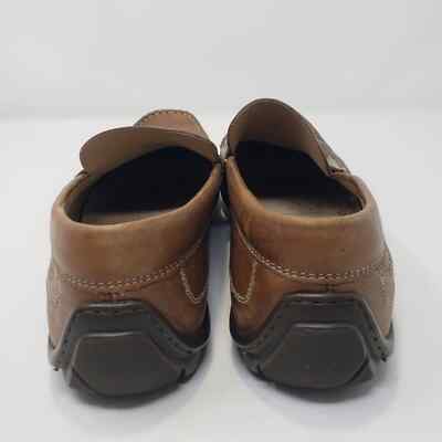 Ecco Mens Brown Leather Driving Moccasin Penny Loafer Shoes  display picture 2