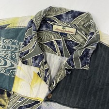 Tommy Bahama Men's XL Silk Black Green Tropical Short Sleeve Button Front Shirt