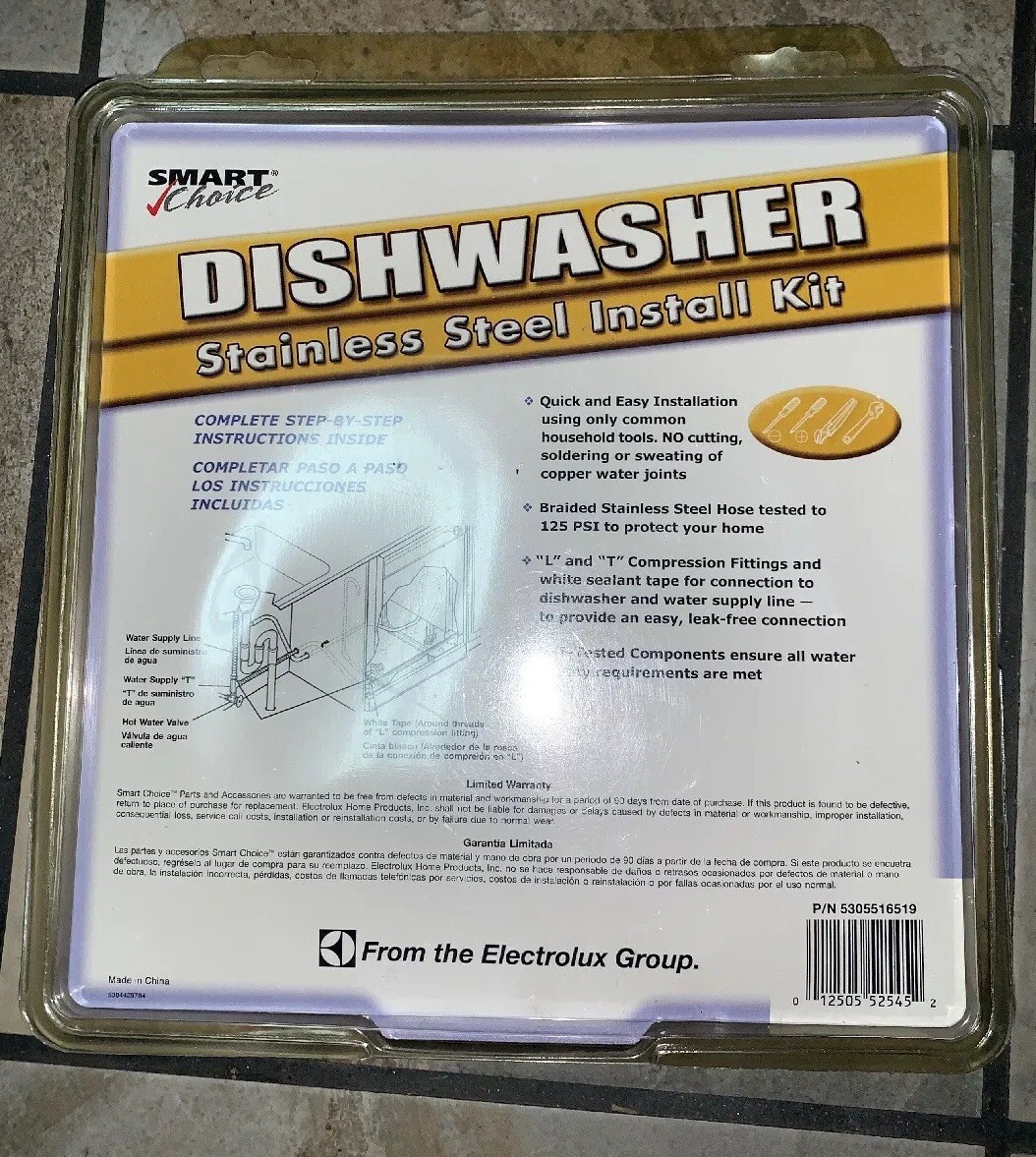 Smart Choice 6 Ft Stainless Steel Dishwasher Installation Kit