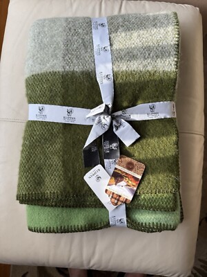 NWT Klippan Luxurious 100% Lambs Wool Throw/Blanket  Gray Green Brown 130|180Cm