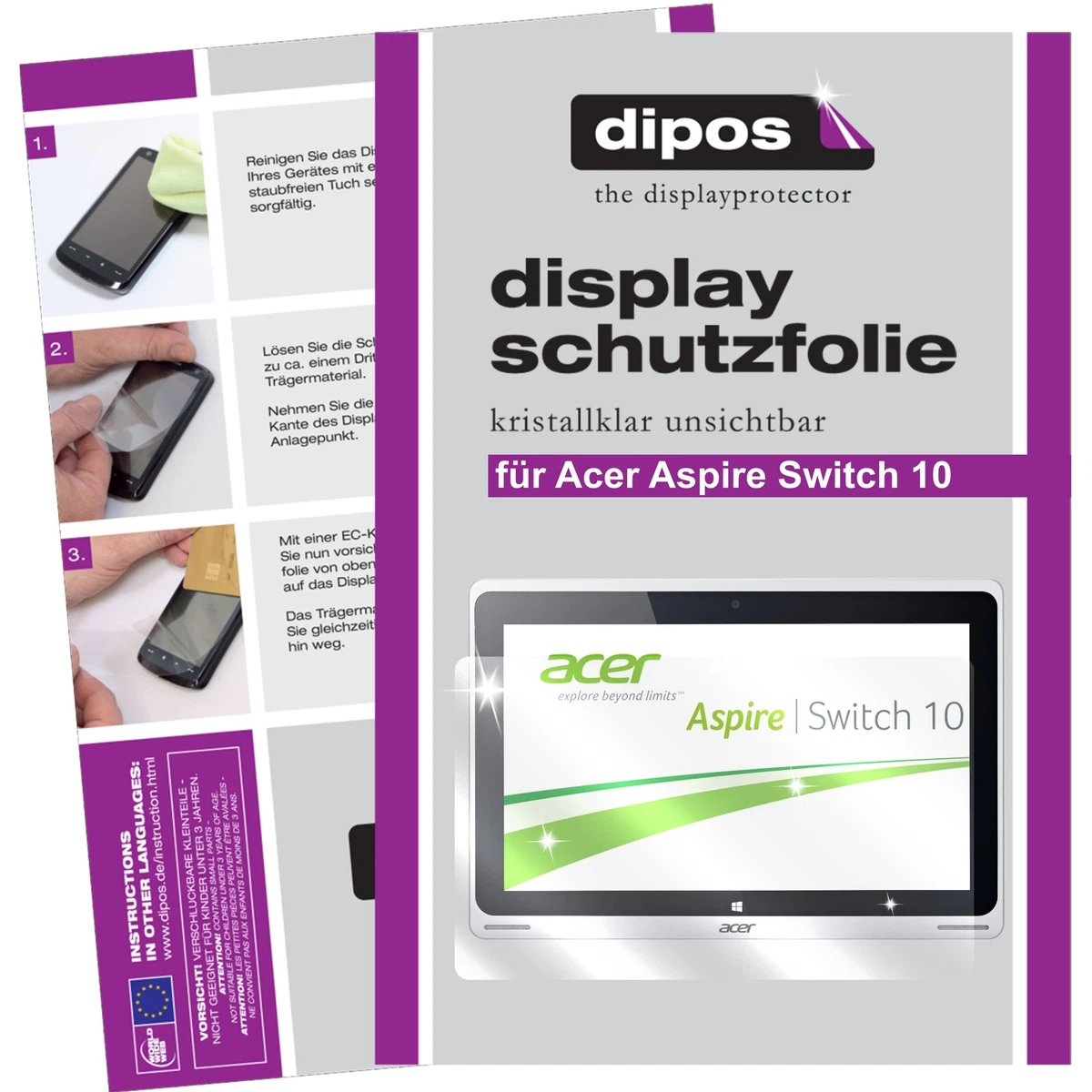 Dipos Pellicola Protettiva Antiriflesso (2 Pezzi) Per Acer Aspire Switch 10 FHD – Opaca, Anti-impronta, Made In Germany