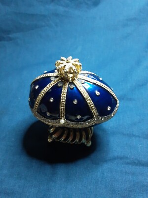 Emaille Faberge eiförmiges Schmuckstück Geschirr spielt ''''Erinnerungen'''' Kristalle & Perlenedelsteine