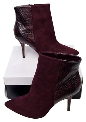 Nine West Flagship Damen-Stiefeletten weinrot Reißverschluss Stilettoabsatz UK 7 B