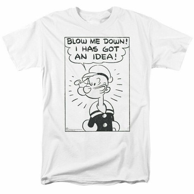 Popeye I Has Got An Idea T Shirt Licensed Comic Cartoon Tee White