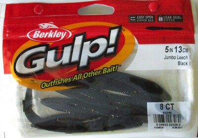 BERKLEY GULP!  5'' Jumbo Leech (8/Ct Pack) - Black