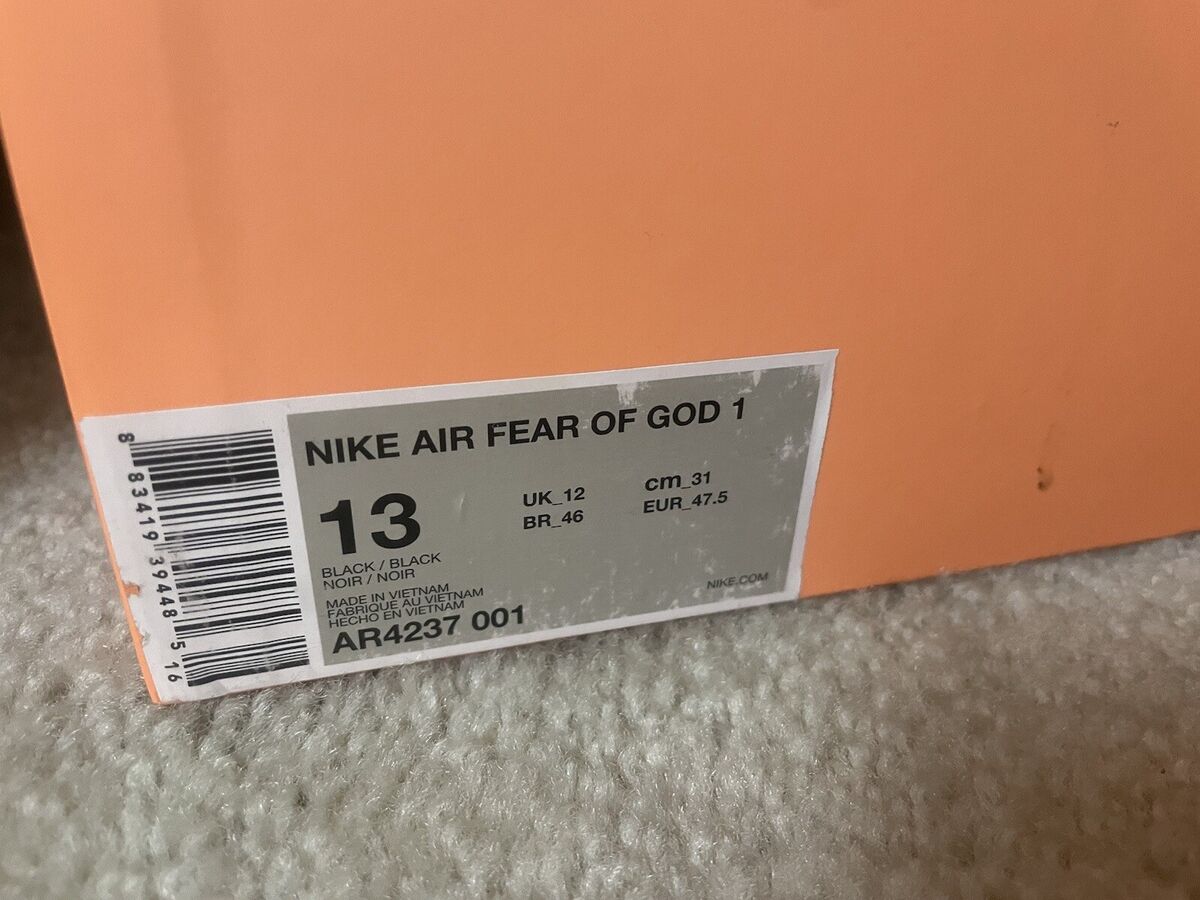 Nike Fear Of God 1 FOG DS sz. 13 AR4327-001 | eBay Nike Fear Of God 1 FOG DS sz. 13 AR4327-001 | eBay