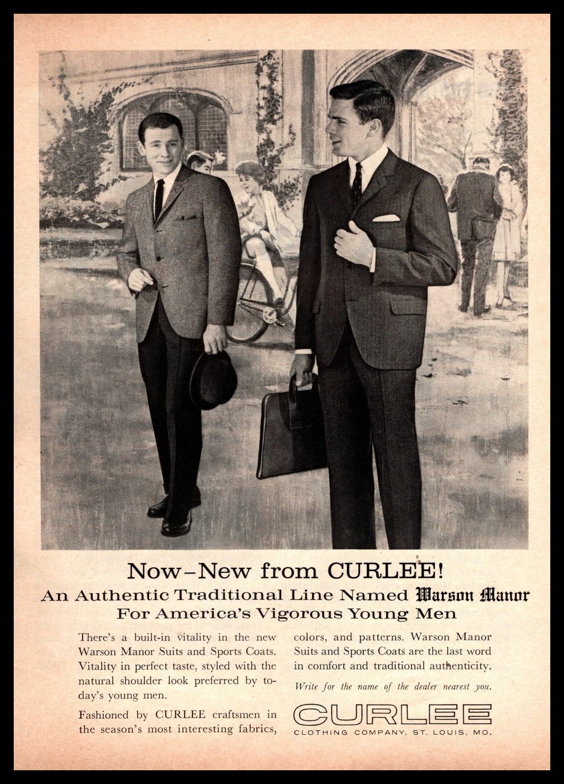 1964 Curlee Clothing St Louis MO Warson Manor Suits Sport Coats Vintage Print Ad
