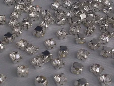 CraftbuddyUS 50pcs 4.3mm Sew On Clear Silver Set Glass Diamante Rhinestone Gems