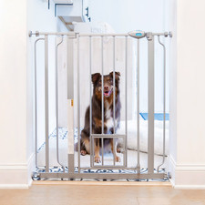 Carlson 36" Extra Tall Walk Through Metal Pet Dog Gate Small Door Platinum