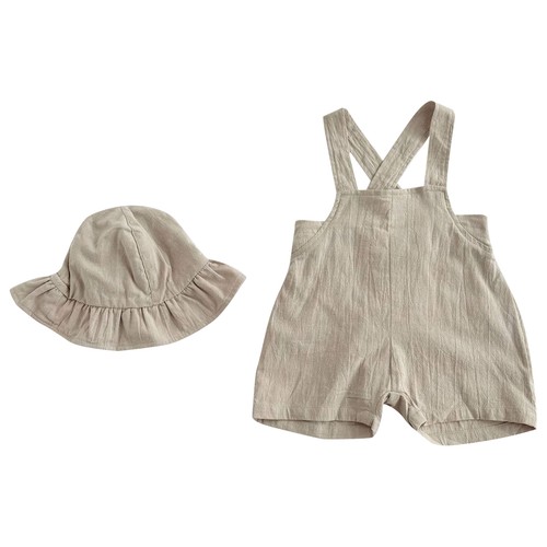 Baby Unisex Summer Outfits Lightweight Infant Soft Suspender Shorts With Hat - Picture 5 of 26