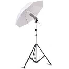 Photo Umbrella Kit 33"/84cm White Soft Umbrella with Light Stand and Metal Fl...