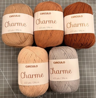 NEW Lot of 5 Circulo Charme 100% Mercerized Cotton Yarn in Neutrals--2,165 yards