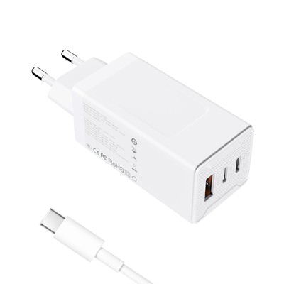 Caricatore GaN 65W 3 Porte USB-C, Compatto Pieghevole Per IPhone E Universale - Black