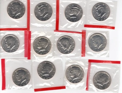 RARE UNCIRCULATED 12 US Kennedy Half Dollar in Mint cello SOME ARE THE SAME