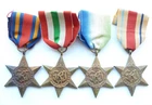 A  group of British WW2 medals - Burma, Africa, Atlantic, Italy Stars