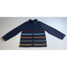 OshKosh Bgosh Kids Boys Navy Blue Striped Fleece Full Zip Jacket Size 7 7A
