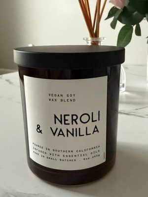 #VeganSoyWaxBlend Neroli & Vanilla Scented Candle Glass 9 oz