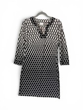 Donna Morgan Size 6 Black White Geometric Print Dress 3/4 Sleeve Stretch
