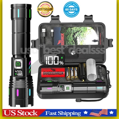 BRANDED SKYFIRE 1500000LM LED Flashlight Rechargeable Zoom Fire Starter Waterproof