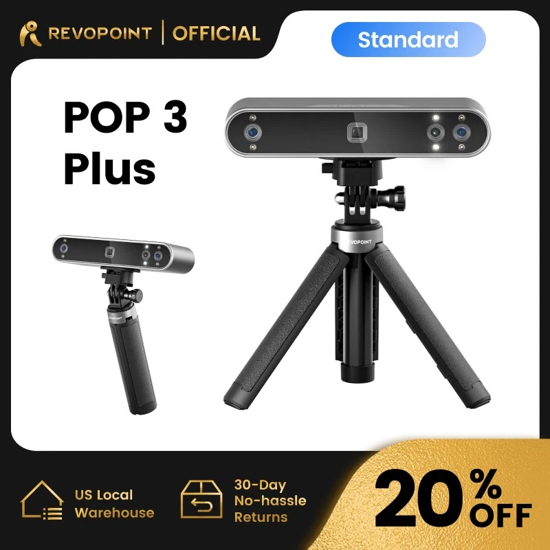 Escáner 3D Revopoint POP 3 Plus para impresión 3D 0,04 mm Precisión 18 fps escaneo portátil