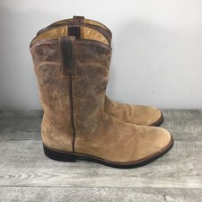 Vintage Aguila Roper Brown Distressed Leather Cowboy Western Mens Boots Sz 11.5