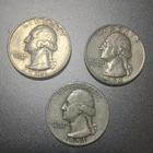 LOT OF 3 - WASHINGTON QUARTERS 90% SILVER AS SHOWN