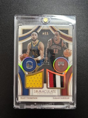 2021 Panini Immaculate KLAY THOMPSON / DeMAR DEROZAN Dual Jersey Num PATCH /11