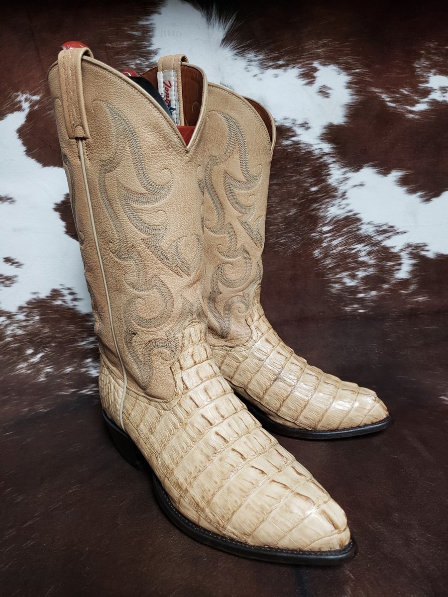Tony Lama 8EE カイマン Tony Lama Genuine Caiman Tail Bone Leather Western Cowboy Boots