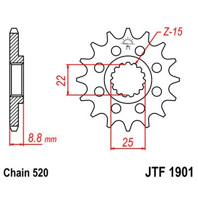 JT SPROCKETS Piñon acero 1901 12t