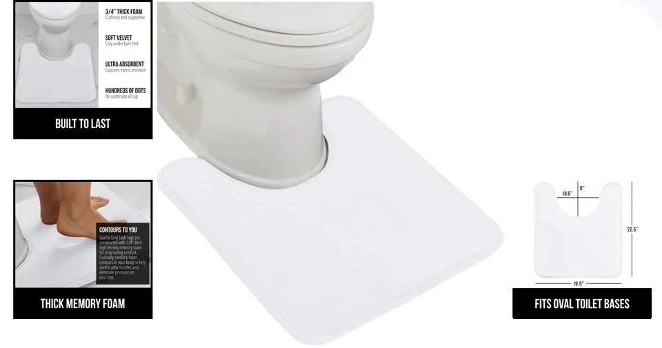 Alfombra de baño de espuma viscoelástica absorbente de terciopelo suave, forma ovalada, fácil cuidado, 22,5 x 19,5 Foto 2 de 4