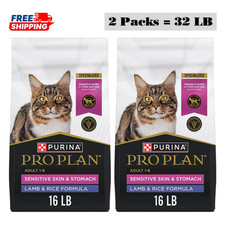 2 Pack, Purina® Pro Plan Sensitive Skin & Stomach Adult Dry Cat Food 16 LB 2.47 per pound