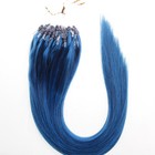 Micro Rings Silicone Link Beads Remy Human Hair Extensions Highlight Blue 24in — photo 2