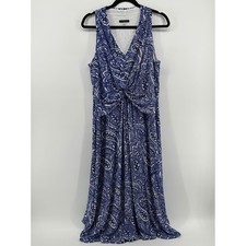 Tommy Hilfiger Blue White Paisley Twist Front Maxi Dress 16 NWOT Resortwear Flow