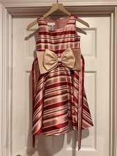 Bonnie Jean Girls Size 8 Holiday Dress Pink Gold Metallic Party Christmas Lined