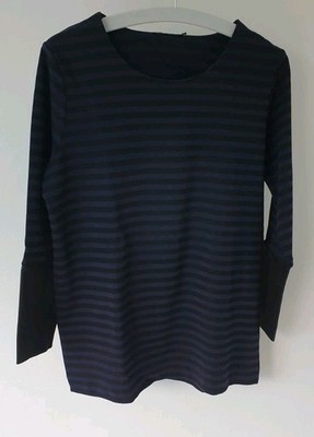 Cos Black Blue Striped Cotton Jumper Size M