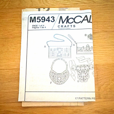 McCall's Schnittmuster M5943. Tasche & Schmuck. Damen. Erwachsener