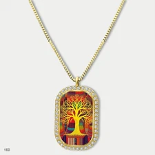 New Colorful Tree of Life Pendant Necklace Chain Photo Dog Tag Chain Gift Design