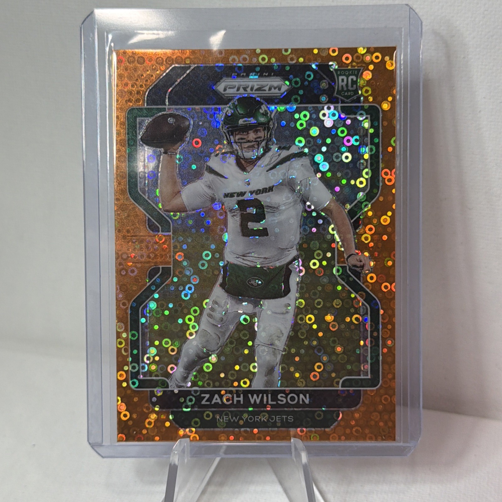 2021 NFL Panini Zach Wilson Orange Disco Prizm RC #332 New York Jets NM-M
