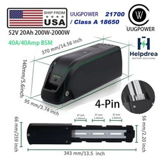 HAILONG 52v 20ah ebike Battery Lithium Battery for 200W-2000W Electric Bike 4Pin