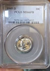 1945 d mercury dime ms66-fb Gem